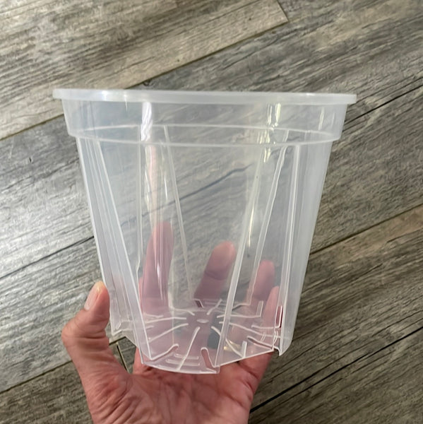 6.3” high transparency clear round orchid pot