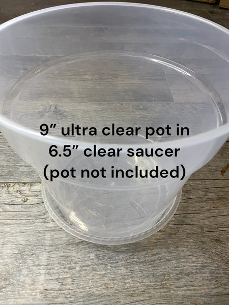 6.5” clear plastic plant pot saucer