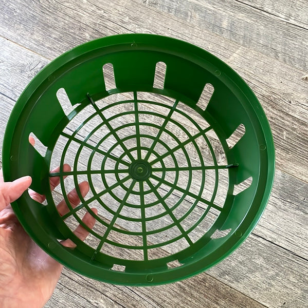 10" round green plastic net basket