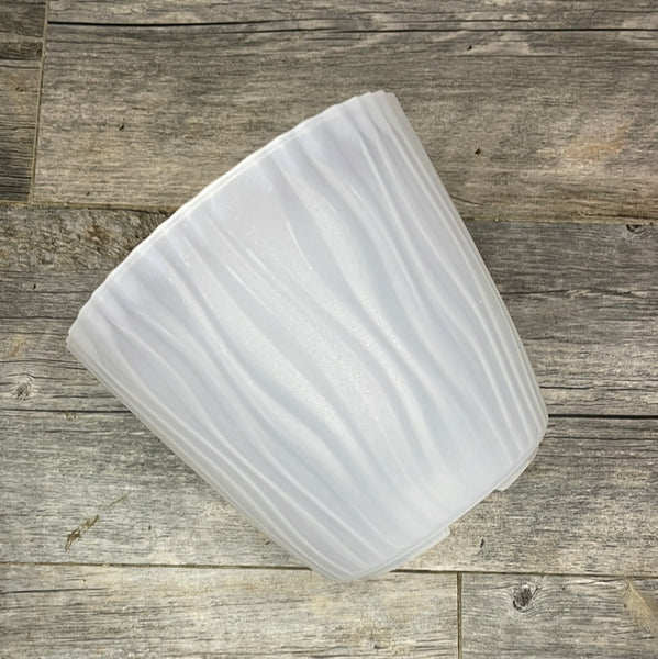 7" textured clear round textured orchid pot, with saucer