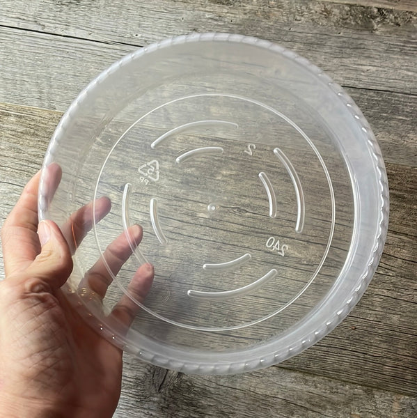 8” clear plastic pot saucer