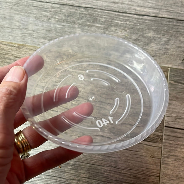 4.5” clear plastic pot saucer