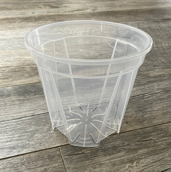 6.3” high transparency clear round orchid pot