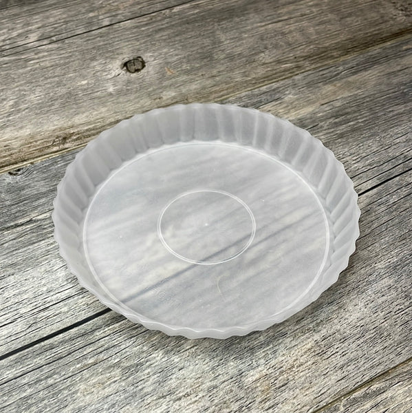7" textured clear round textured orchid pot, with saucer