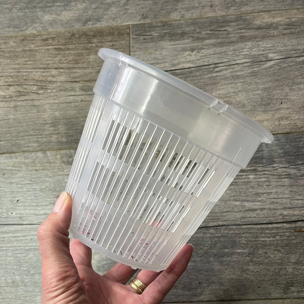 6.25" clear round mesh flower pot