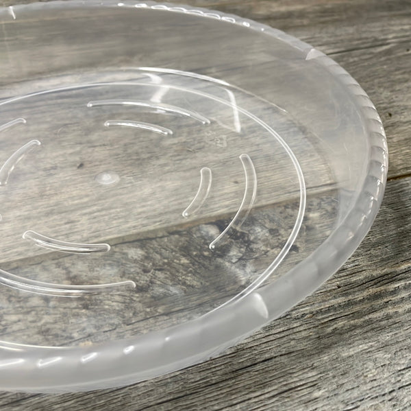 7” clear plastic pot saucer