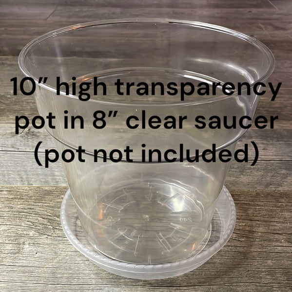 8” clear plastic pot saucer