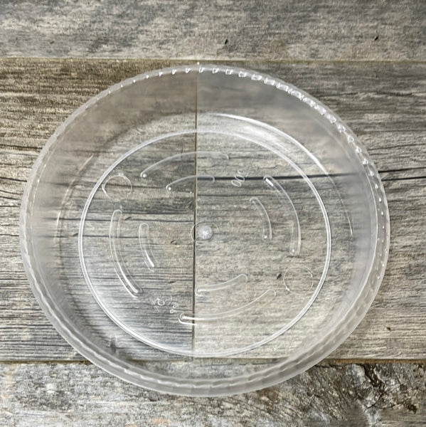 6.5” clear plastic plant pot saucer