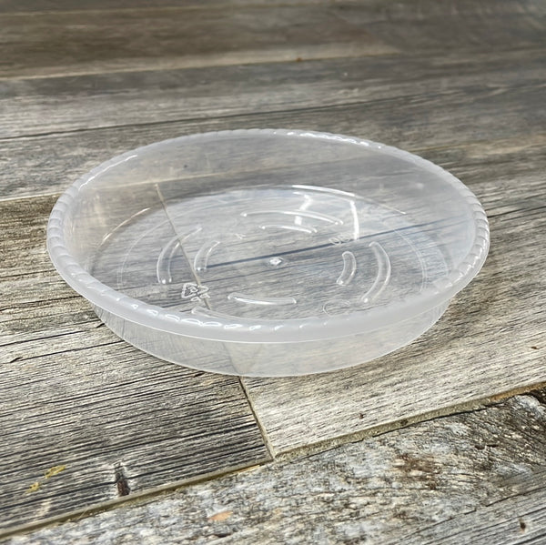 6” clear plastic pot saucer