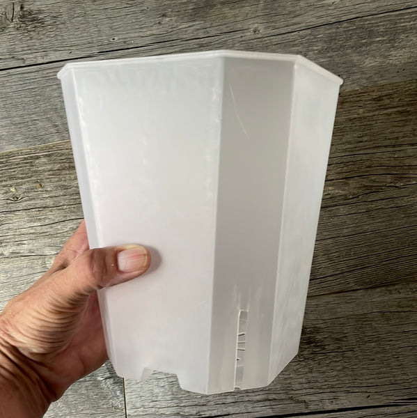 6" bevel sided tall square clear pot