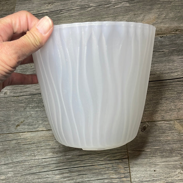 7" textured clear round textured orchid pot, with saucer