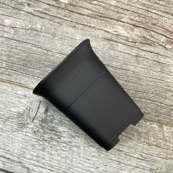 side view of a 3" square black plastic succulent pot