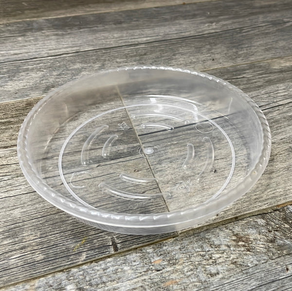 6.5” clear plastic plant pot saucer
