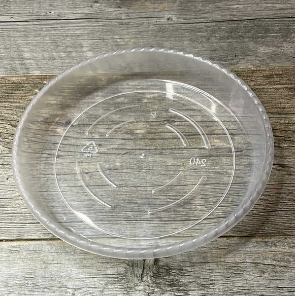 8” clear plastic pot saucer