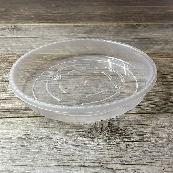8” clear plastic pot saucer