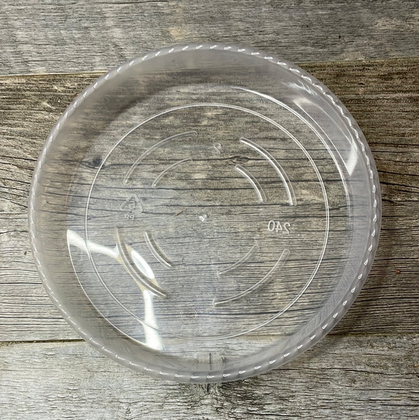 8” clear plastic pot saucer