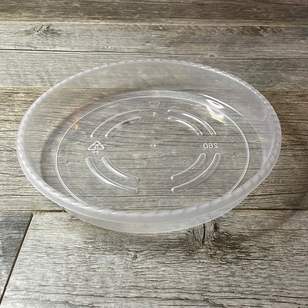 8.75” clear plastic pot saucer