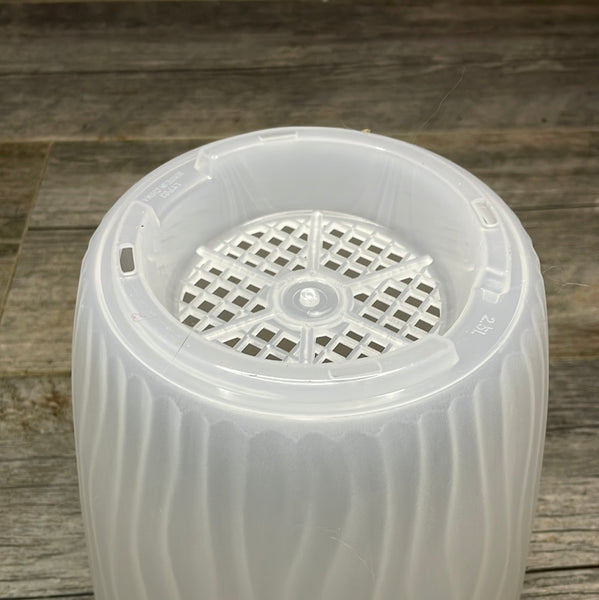 7" textured clear round textured orchid pot, with saucer