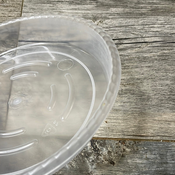 6.5” clear plastic plant pot saucer