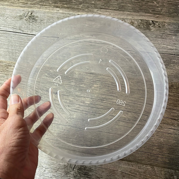 8.75” clear plastic pot saucer
