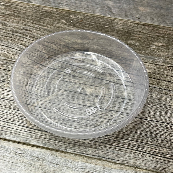 4.5” clear plastic pot saucer