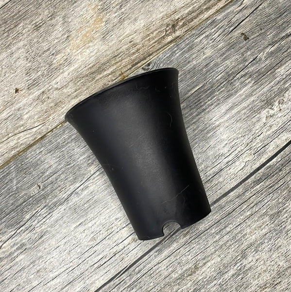 3" round black plastic flared succulent pot