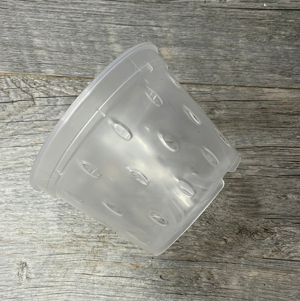5" clear round orchid pot with holes