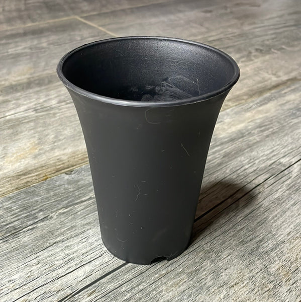 3.5” round black plastic flared succulent pot