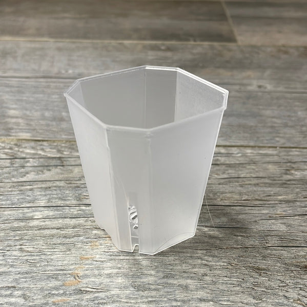 2" bevel sided tall square clear seedling pot