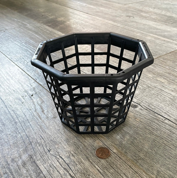 6" octagonal black plastic orchid basket