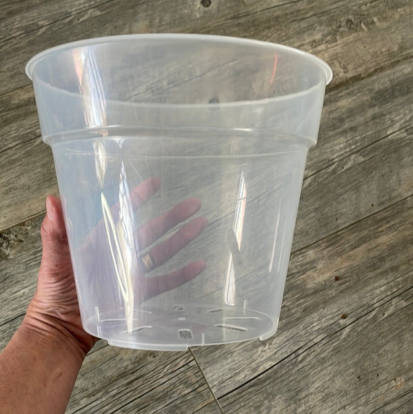 9" crystal clear round orchid pot