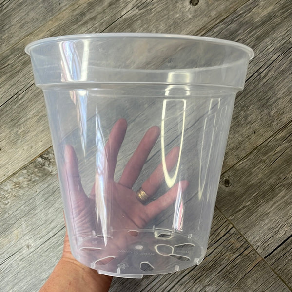8" ultra clear round orchid pot