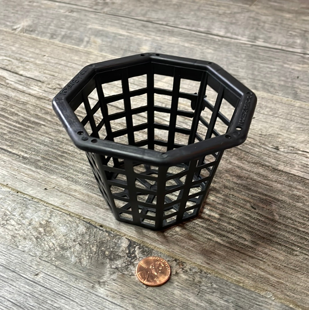 4" octagonal black plastic orchid basket