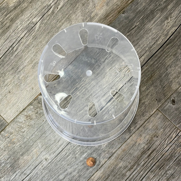 8" ultra clear round orchid pot