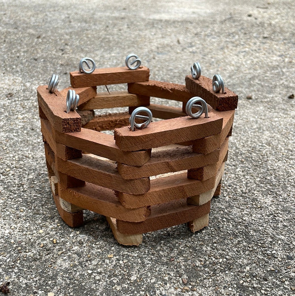 6" octagonal wooden vanda basket