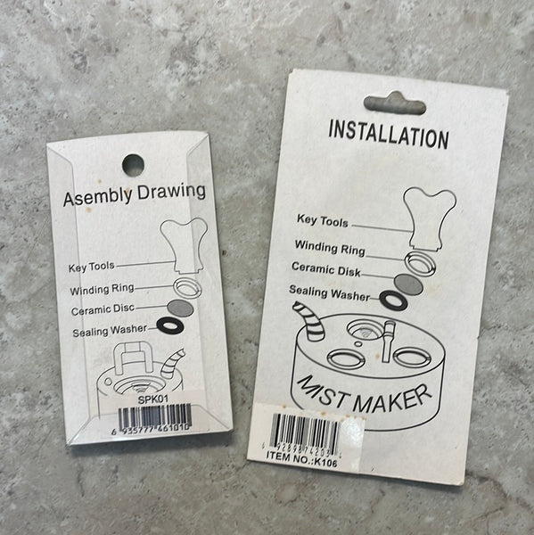 the back of two packages of replacement disks for ultrasonic foggers showing basic instructions