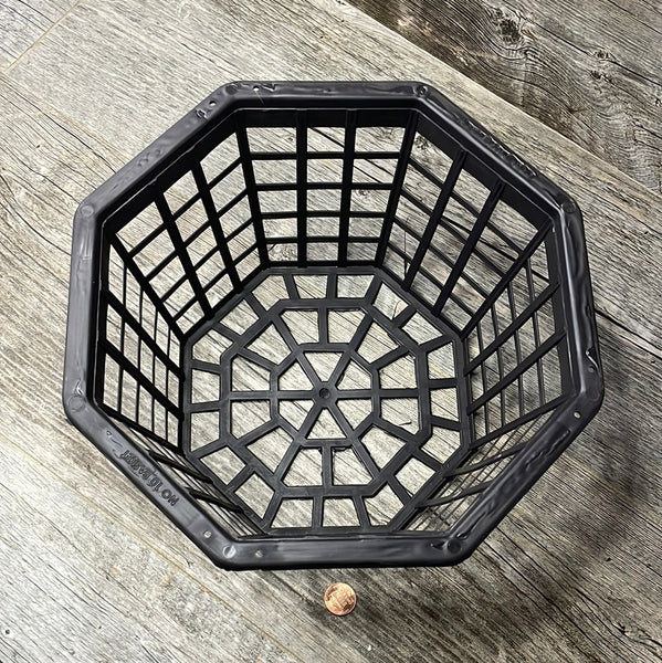 10" black plastic octagonal orchid basket