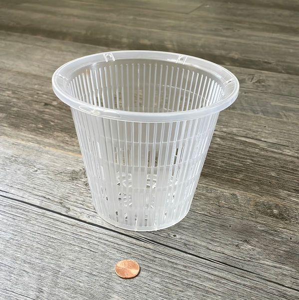5.5" clear round mesh orchid pot