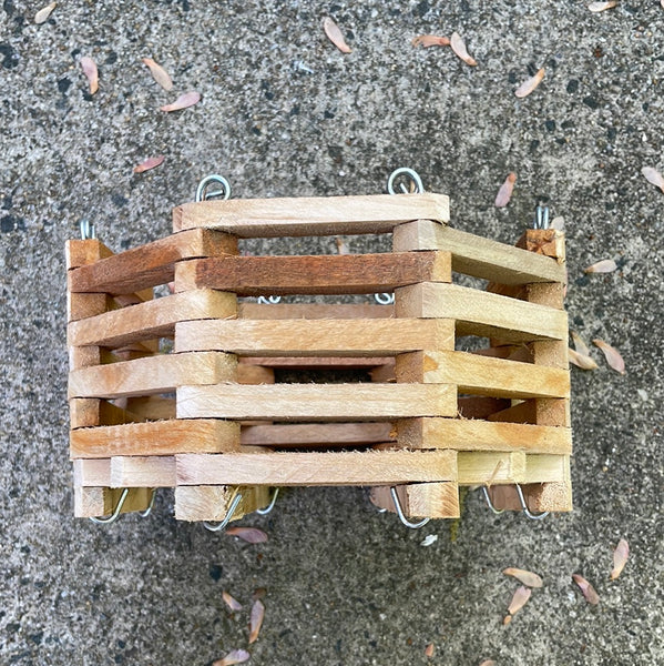 8" octagonal wooden vanda basket