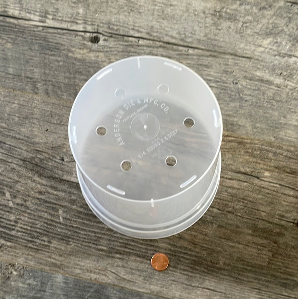 6.5" round sturdy clear orchid pot