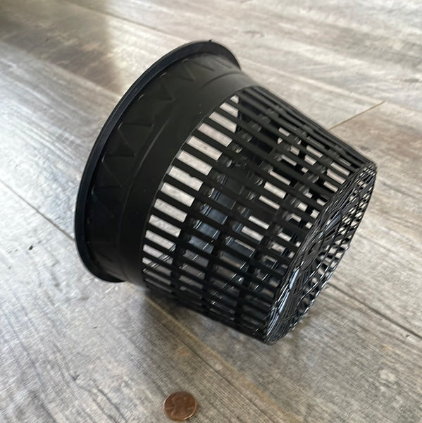 6" round black net cup