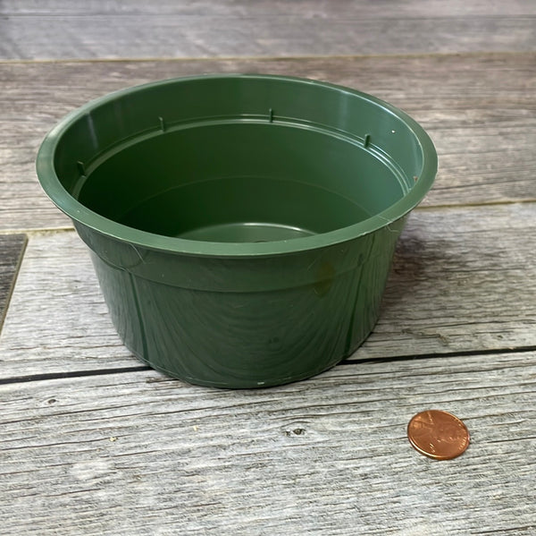 5" round green plastic bulb pan