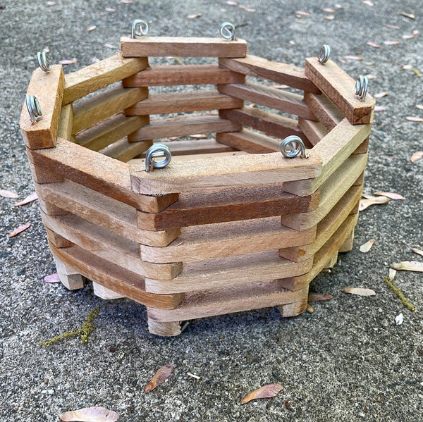 8" octagonal wooden vanda basket