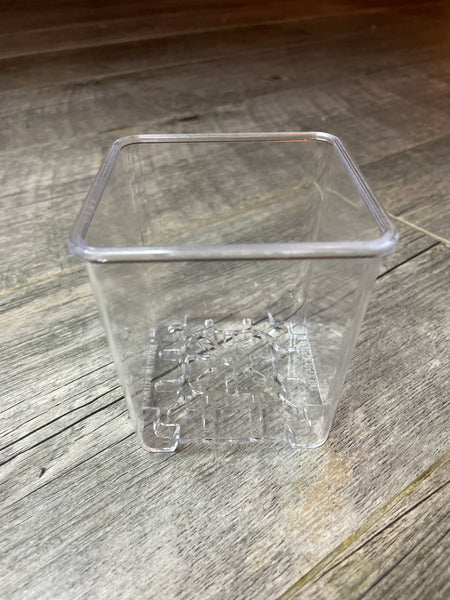 3.25” glass like clear square footed pot *NEW*