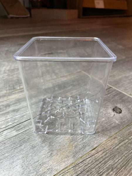 4" glass like clear square footed pot *NEW*