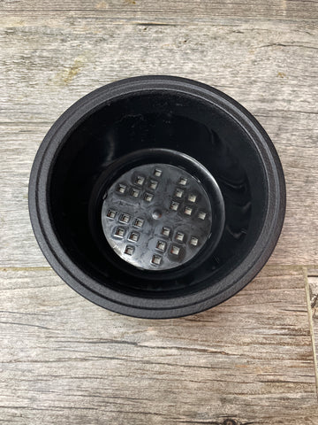 4" black textured shallow bulb pan