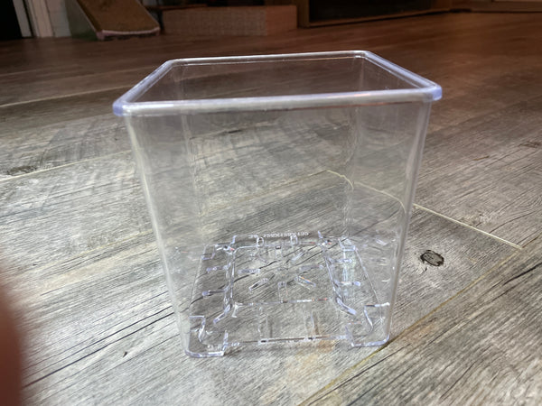 5” glass like clear square footed pot *NEW*