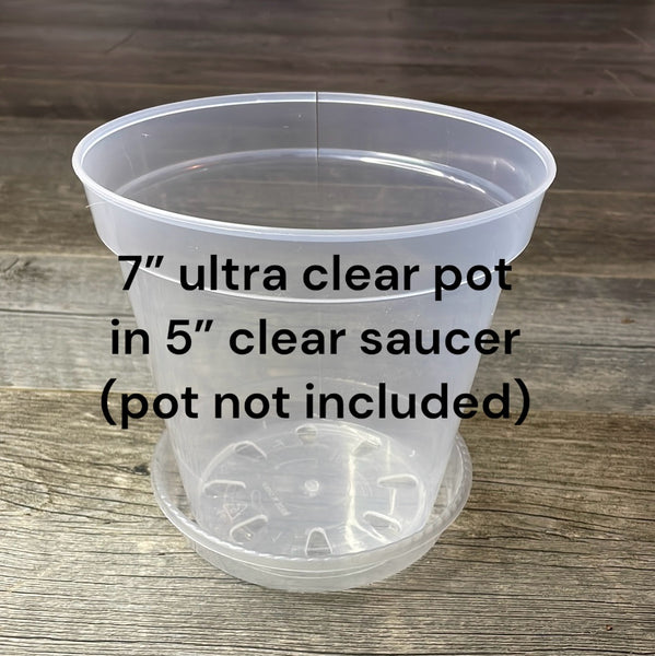 5” clear plastic pot saucer
