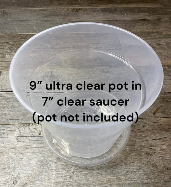 7” clear plastic pot saucer