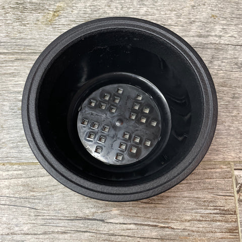 4" black textured shallow bulb pan